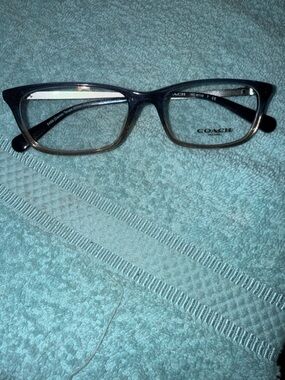 Coach Denim Taupe Glitter Gradient Rectangular Glasses